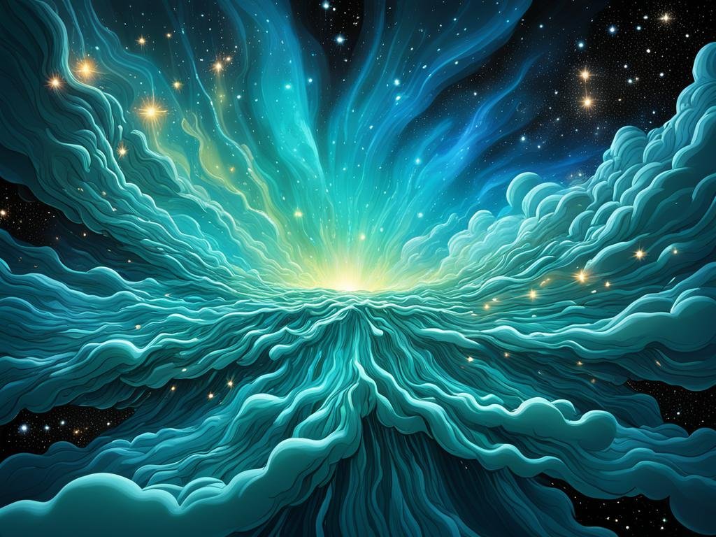 Nuvem de água flutuante no espaço