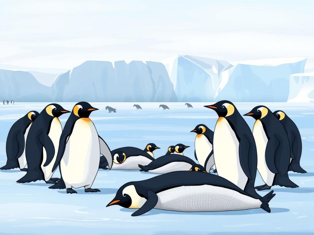 pingüins no gelo
