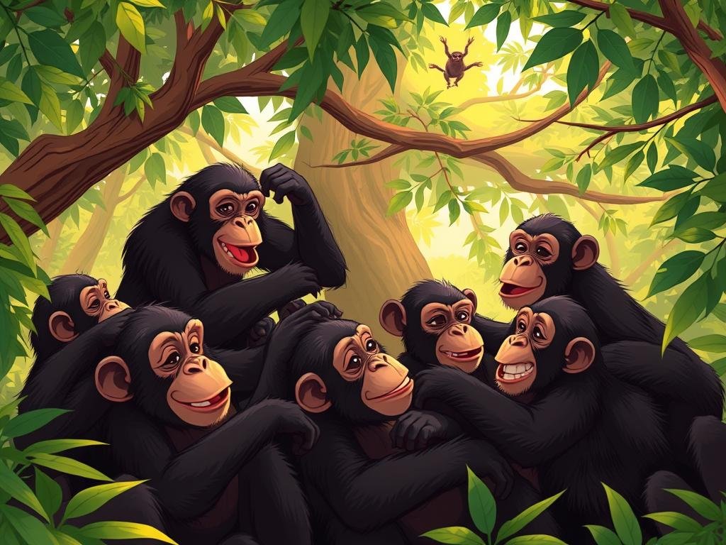 comportamento de chimpanzés em grupo