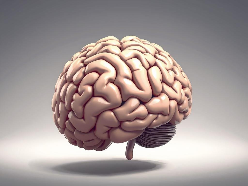 A detailed, anatomically accurate representation of the human brain, showcasing its intricate structure and form. The brain is rendered in a clean, scientific style, with a neutral color palette that highlights its organic complexity. The composition places the brain as the central focus, suspended in a softly lit, minimalist environment that allows the viewer to concentrate on its fascinating details. The lighting is subdued and directional, creating subtle shadows that accentuate the brain's contours and convey a sense of depth and dimension. The angle is slightly angled, providing an engaging perspective that invites the viewer to explore the brain's various lobes, fissures, and intricate neural pathways. The overall mood is one of curiosity and scientific inquiry, reflecting the inquisitive nature of the human mind. A detailed, anatomically accurate representation of the human brain, showcasing its intricate structure and form. The brain is rendered in a clean, scientific style, with a neutral color palette that highlights its organic complexity. The composition places the brain as the central focus, suspended in a softly lit, minimalist environment that allows the viewer to concentrate on its fascinating details. The lighting is subdued and directional, creating subtle shadows that accentuate the brain's contours and convey a sense of depth and dimension. The angle is slightly angled, providing an engaging perspective that invites the viewer to explore the brain's various lobes, fissures, and intricate neural pathways. The overall mood is one of curiosity and scientific inquiry, reflecting the inquisitive nature of the human mind.