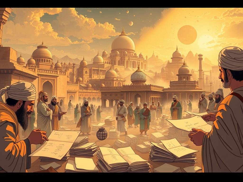 A historical dissemination of paper, unfolding across time and space. In the foreground, artisans carefully crafting sheets of delicate paper, their hands skillfully manipulating the raw materials. The middle ground captures the distribution of this precious commodity, traders and merchants exchanging knowledge and ideas through the exchange of written words. In the background, a tapestry of ancient civilizations, their architectural wonders and cultural traditions serving as the backdrop to the gradual proliferation of this revolutionary medium. Warm, golden lighting casts a timeless glow, evoking a sense of reverence and appreciation for the pivotal role paper has played in the evolution of human communication and knowledge sharing. A historical dissemination of paper, unfolding across time and space. In the foreground, artisans carefully crafting sheets of delicate paper, their hands skillfully manipulating the raw materials. The middle ground captures the distribution of this precious commodity, traders and merchants exchanging knowledge and ideas through the exchange of written words. In the background, a tapestry of ancient civilizations, their architectural wonders and cultural traditions serving as the backdrop to the gradual proliferation of this revolutionary medium. Warm, golden lighting casts a timeless glow, evoking a sense of reverence and appreciation for the pivotal role paper has played in the evolution of human communication and knowledge sharing.