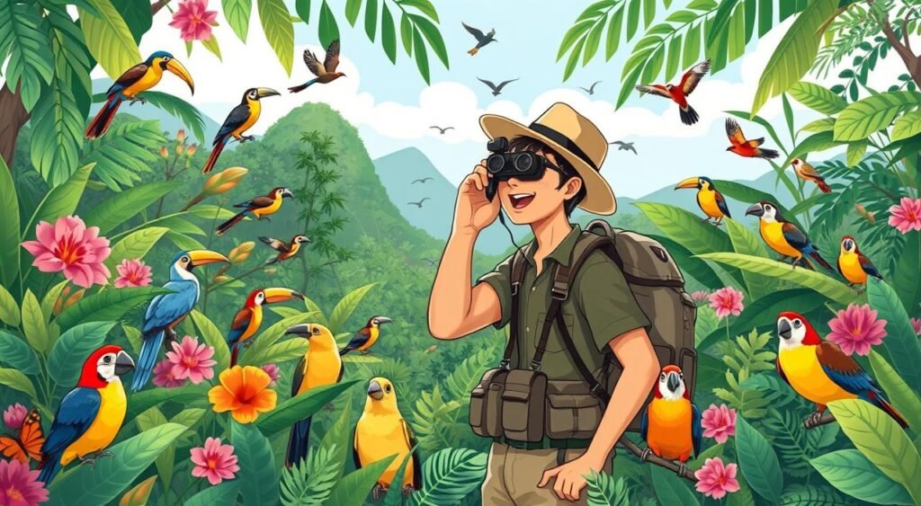 Imagem de um observador de aves no Brasil Imagem de um observador de aves no Brasil