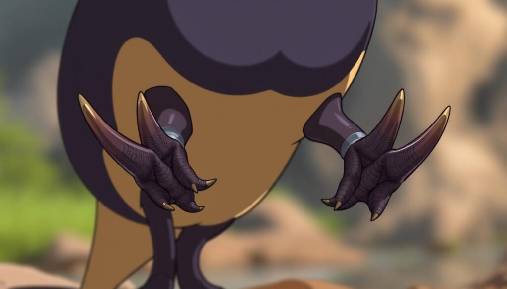 A close-up view of the venomous spurs of a platypus, captured in striking detail against a blurred natural backdrop. The spurs, sharply pointed and glistening, protrude menacingly from the platypus's hind legs, a testament to its unique evolutionary adaptations for survival in the rugged Australian wilderness. Soft, diffused lighting illuminates the scene, highlighting the platypus's sleek, water-repellent fur and the intricate texture of the venomous spurs. The overall mood is one of scientific fascination and respect for the remarkable capabilities of this unusual semiaquatic mammal. Uma visão em close-up das esporas venenosas de um ornitorrinco, capturadas com detalhes impressionantes contra um fundo natural desfocado. As esporas, pontiagudas e brilhantes, projetam-se ameaçadoramente das patas traseiras do ornitorrinco, um testemunho de suas adaptações evolutivas únicas para a sobrevivência na natureza selvagem australiana. Uma iluminação suave e difusa ilumina a cena, destacando a pelagem lisa e impermeável do ornitorrinco e a textura intrincada das esporas venenosas. O clima geral é de fascínio científico e respeito pelas capacidades extraordinárias deste incomum mamífero semiaquático.