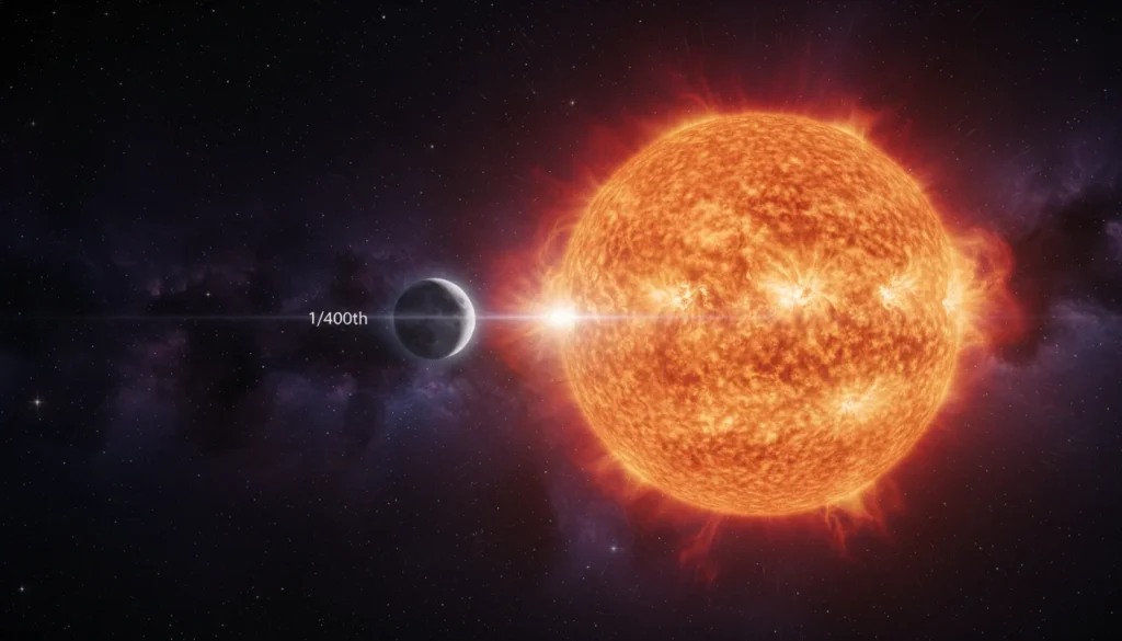 O Sol é 400 vezes maior que a Lua