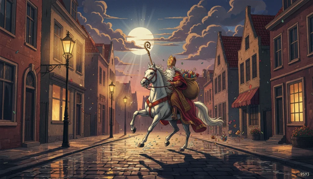 Ilustração clássica de Sinterklaas na Holanda