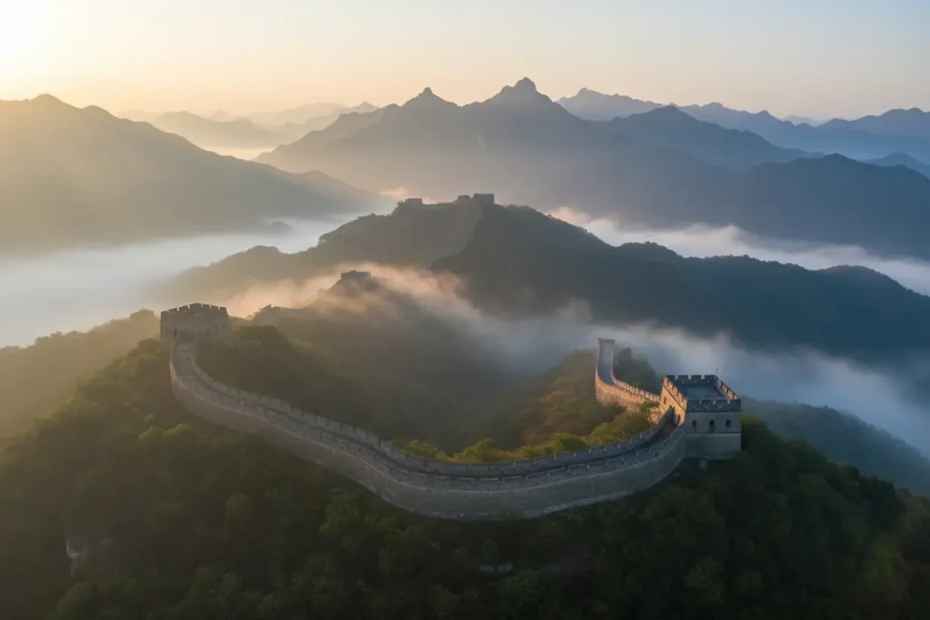 Muralha da China em paisagem matinal