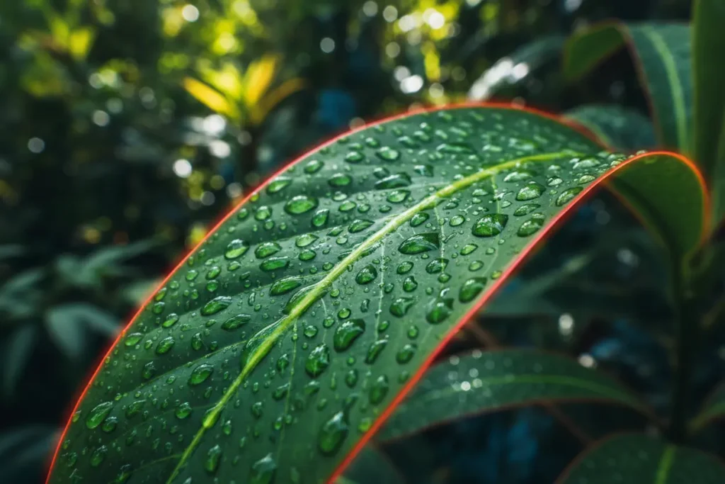 Folha verde com orvalho, simbolizando as plantas mais venenosas do Brasil