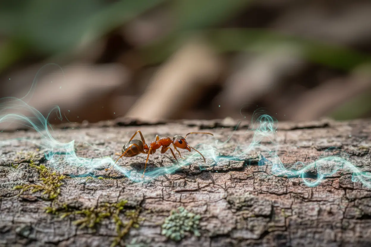 Trilha de Feromônios Formiga liberando feromônios em uma trilha.