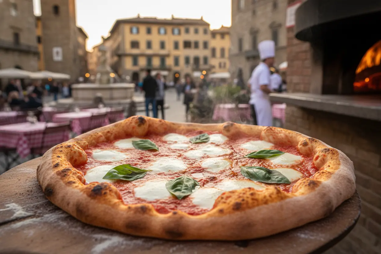 Pizza Margherita napolitana, símbolo da tradição da pizza.