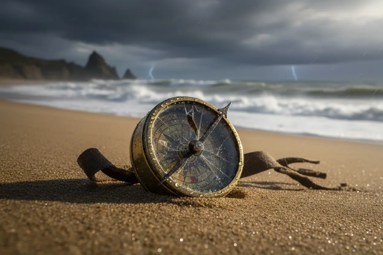 Vista aérea do oceano com vórtice sutil, representando como funciona o triangulo das bermudas