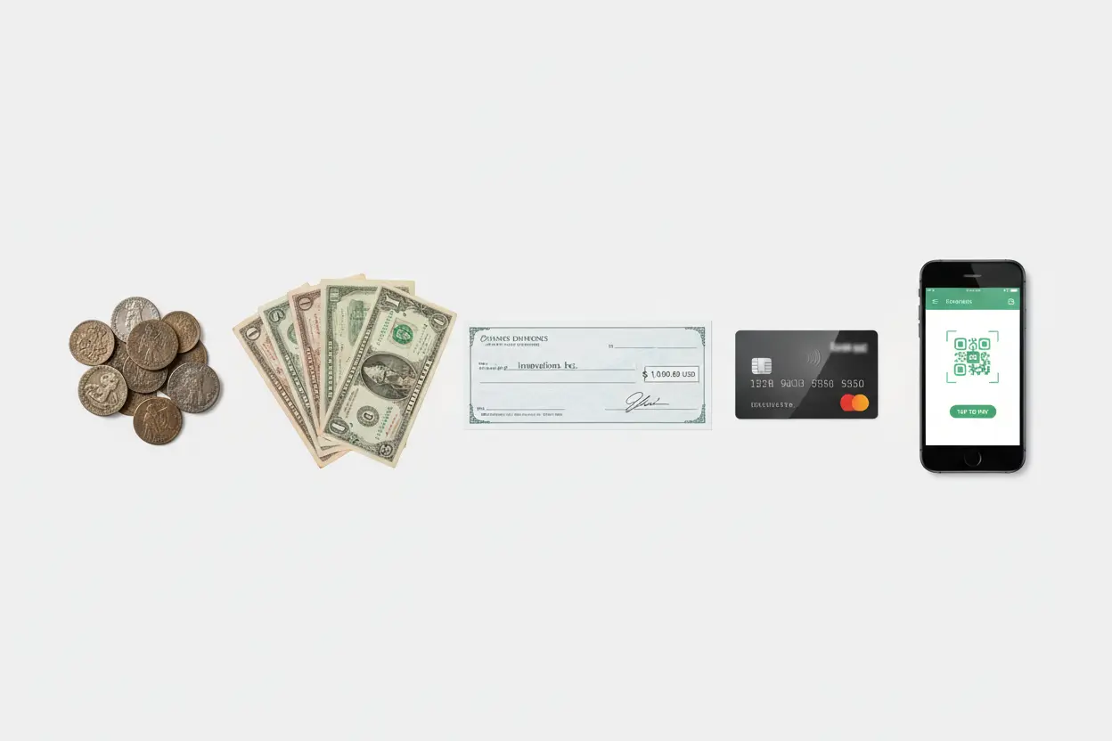 Evolução dos meios de pagamento ao longo do tempo.