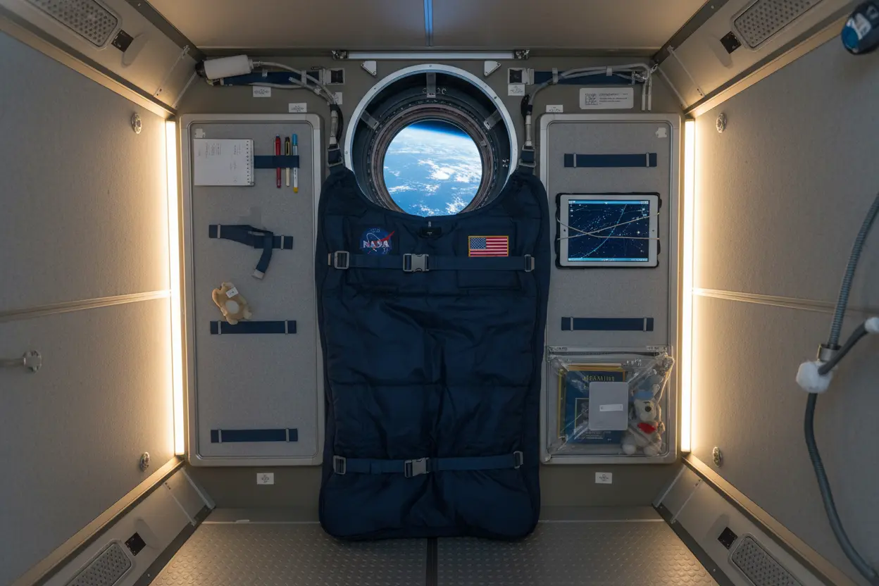 Quarto de Sono na ISS Cabine de sono de astronauta na Estação Espacial