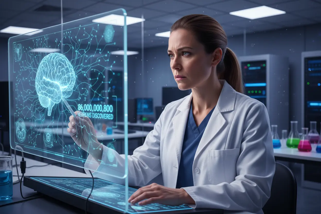 Cientista pesquisando neurônios