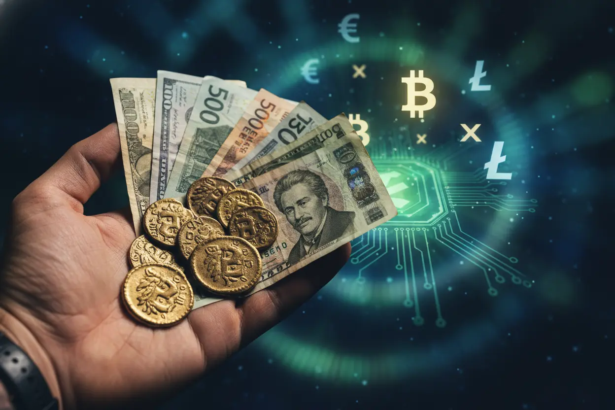 Moedas antigas e dinheiro de papel