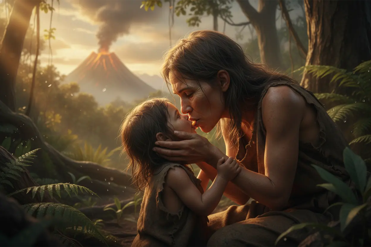 Origem evolutiva do beijo pré-mastigação