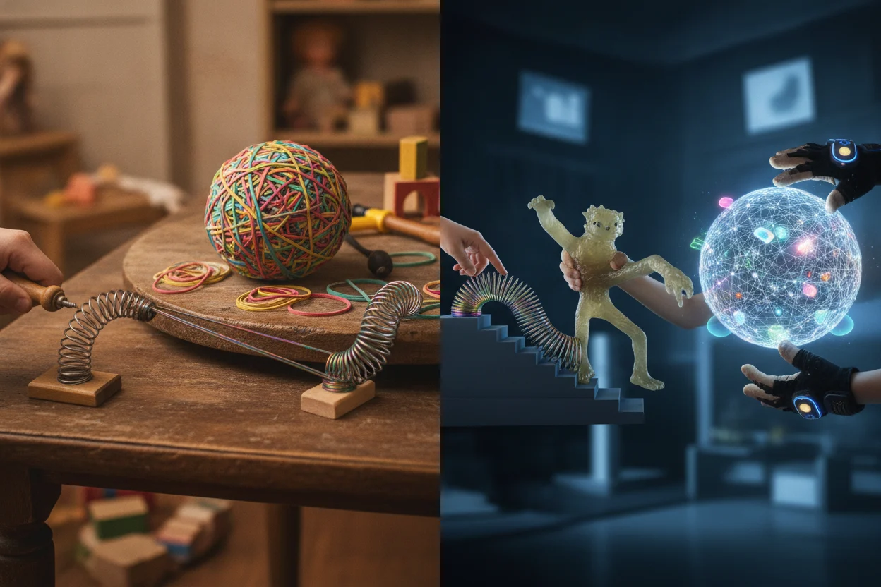 A evolução do brinquedo elástico brincadeira 