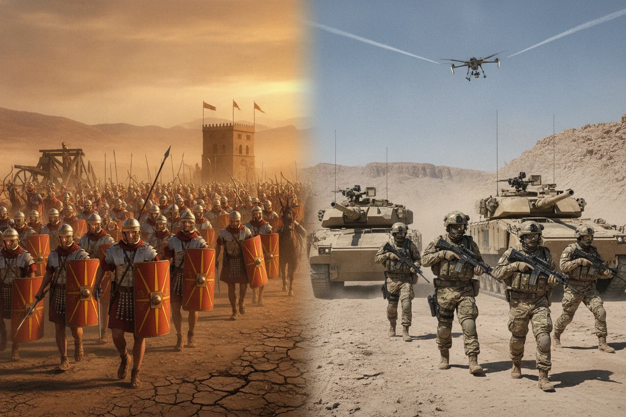 Comparação entre os exércitos antigos e modernos 
